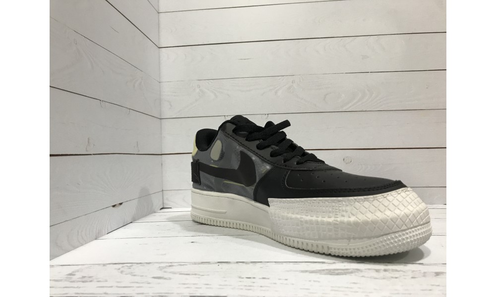 Кроссовки Nike Air Force с высокой подошвой черные купить
